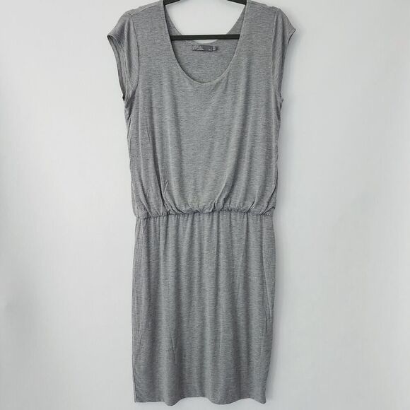 prAna Janey‎ Foundation Tencel Modal Short Sleeve Heather Gray Dress size M - Picture 1 of 7